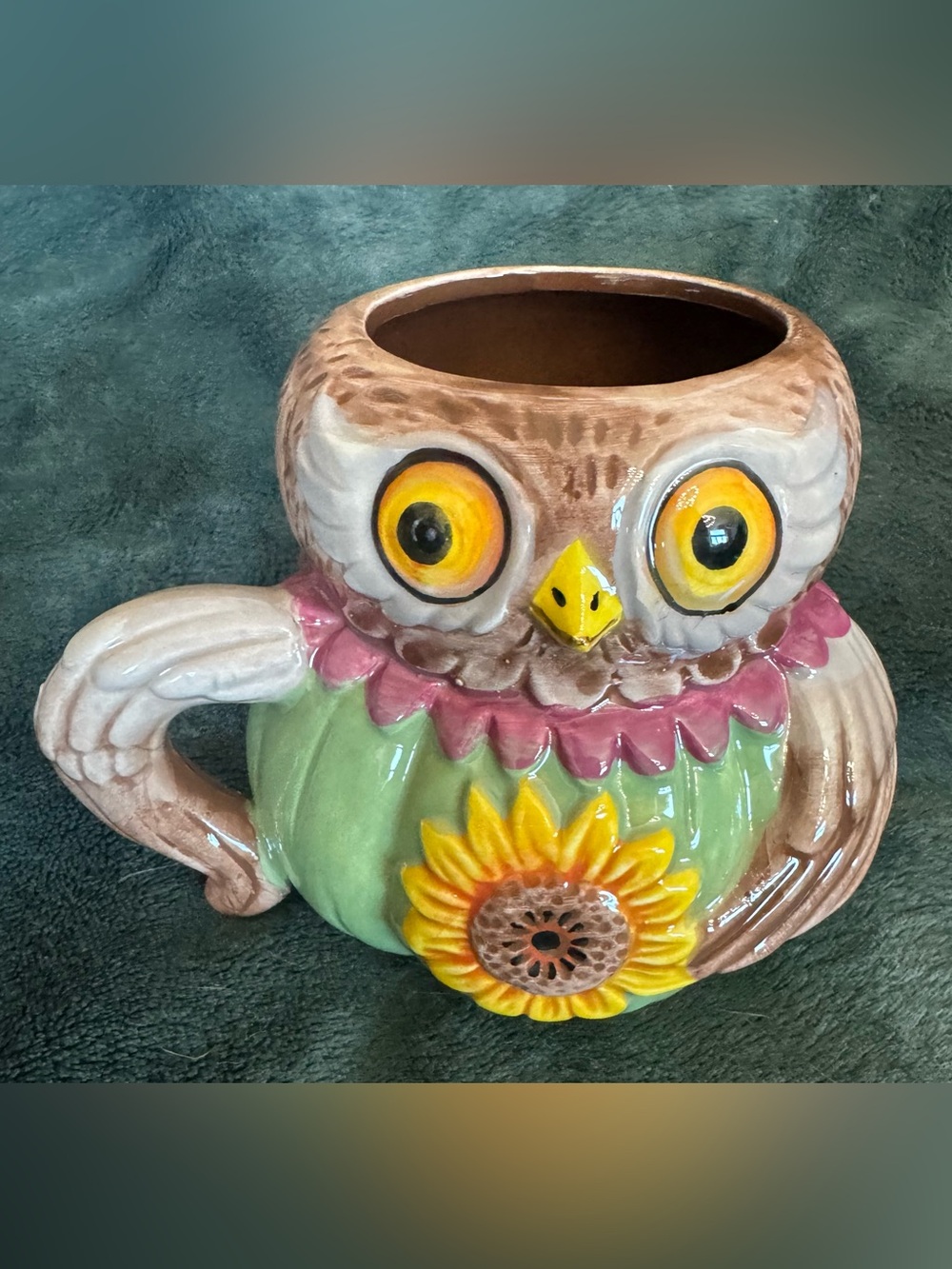 Johanna Parker Fall Autumn Coffee Mug Woodland Owl w/Sunflower
